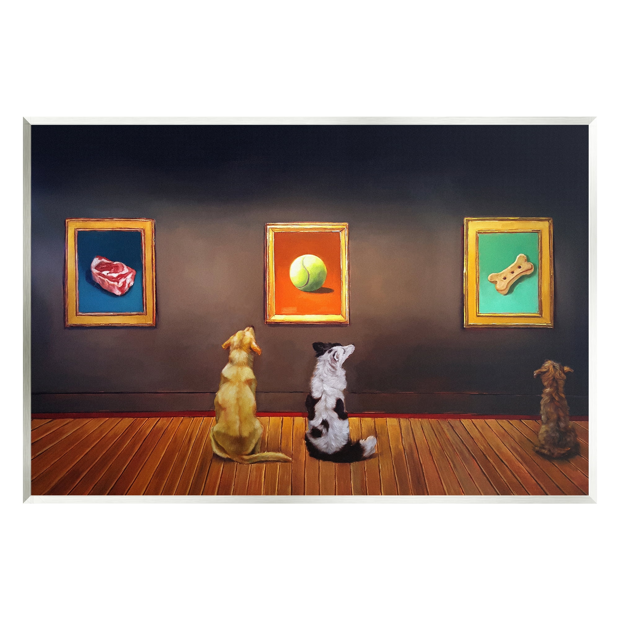 Stupell Funny Dog Museum Gallery Animals Animals & Insects Painting Wall Plaque Unframed Art Print Wall Art