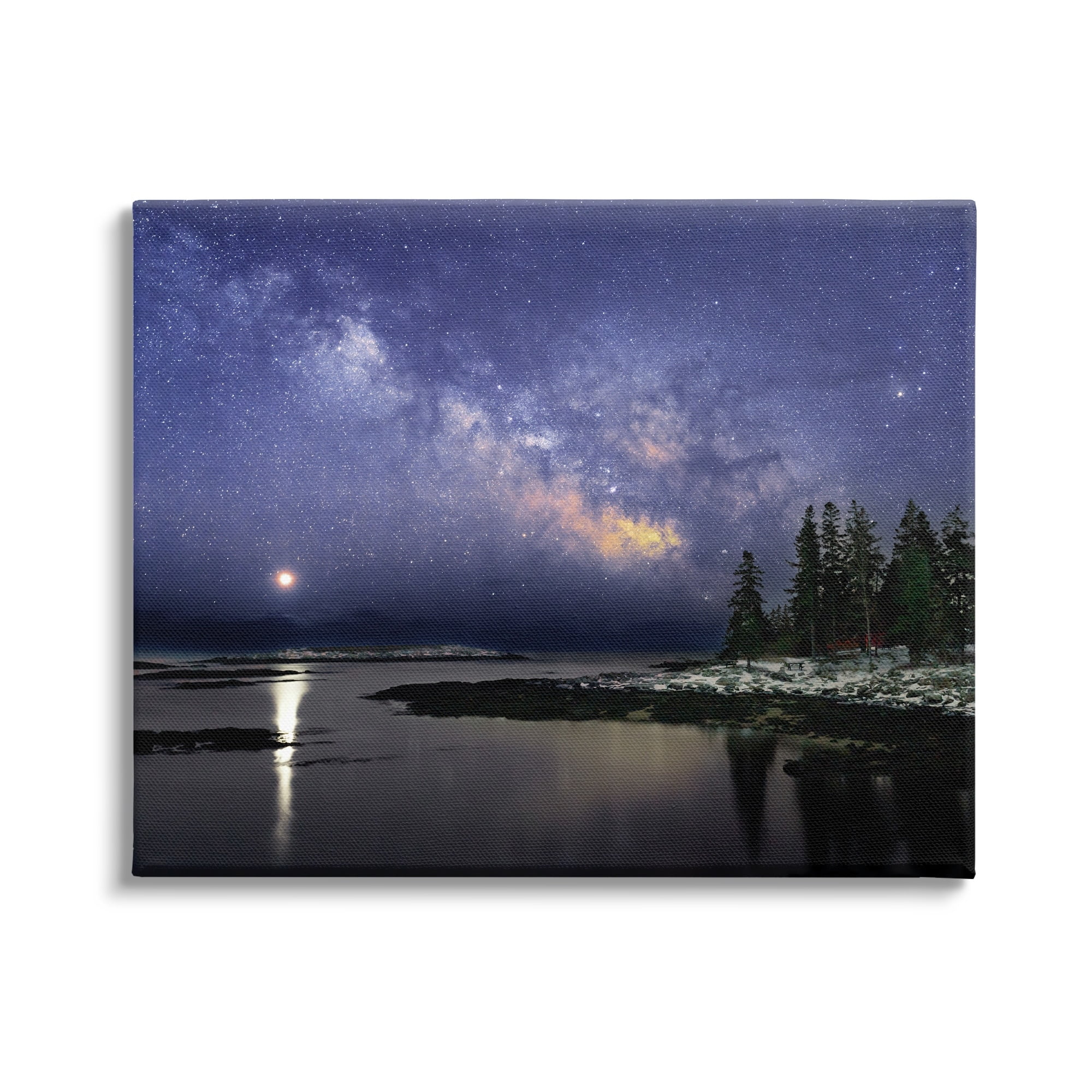 Stupell Galaxy Stars Over Coastal Winter Night Landscape Photography Gallery Wrapped Canvas Print Wall Art