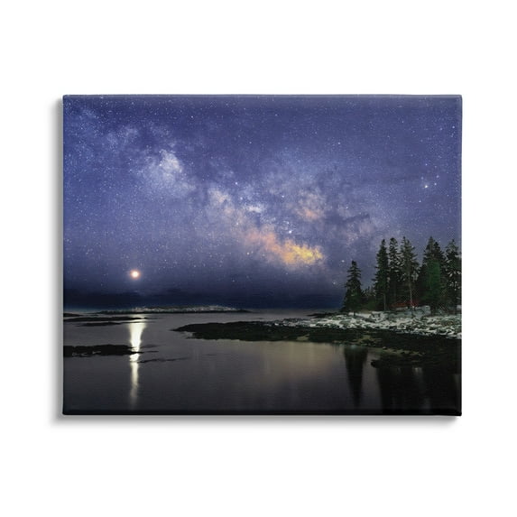 Stupell Galaxy Stars Over Coastal Winter Night Landscape Photography Gallery Wrapped Canvas Print Wall Art