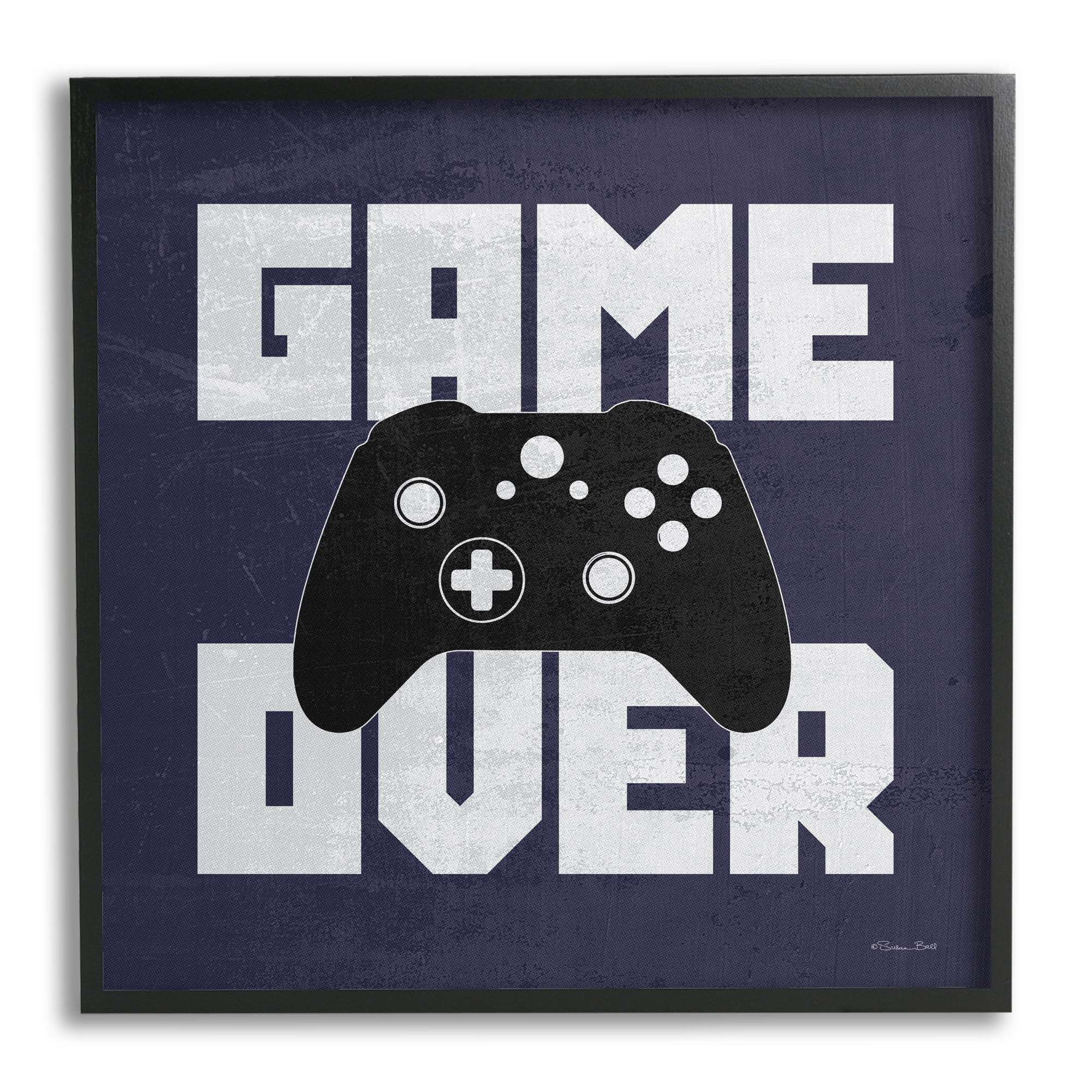Stupell Game Over Blue Controller Phrase Beauty & Fashion Painting Black Framed Art Print Wall Art