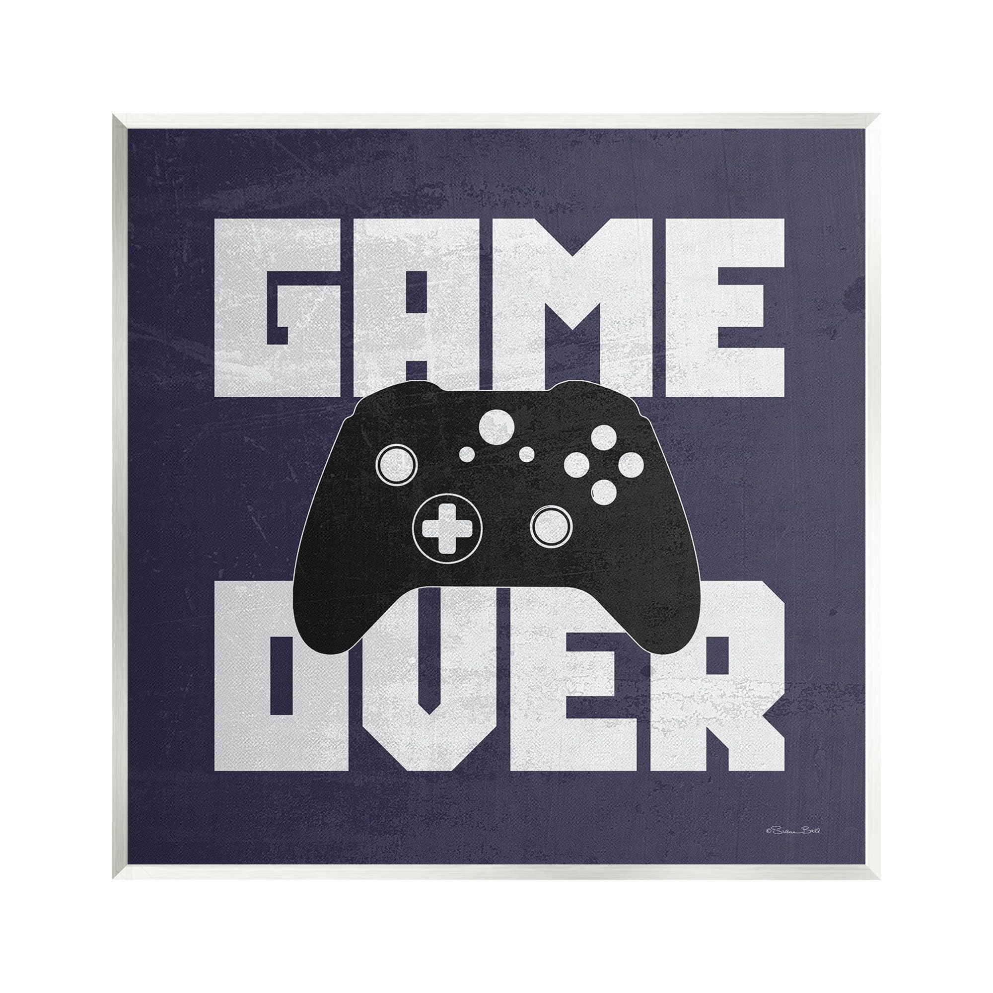 Stupell Game Over Blue Controller Phrase Beauty & Fashion Painting Wall Plaque Unframed Art Print Wall Art