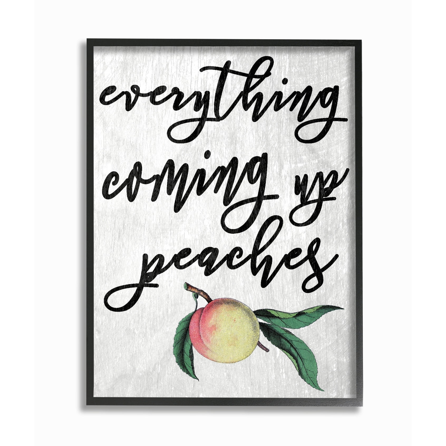 Everything Coming Up Peaches Print on Canvas with Black Frame