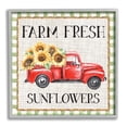 thumbnail image 1 of Stupell Gingham Farm Fresh Sunflowers Pattern Transportation Painting Gray Framed Art Print Wall Art, 1 of 7