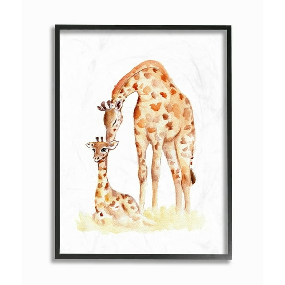 Stupell  Giraffe Family Illustration Framed Giclee Texturized Art 16 x 20