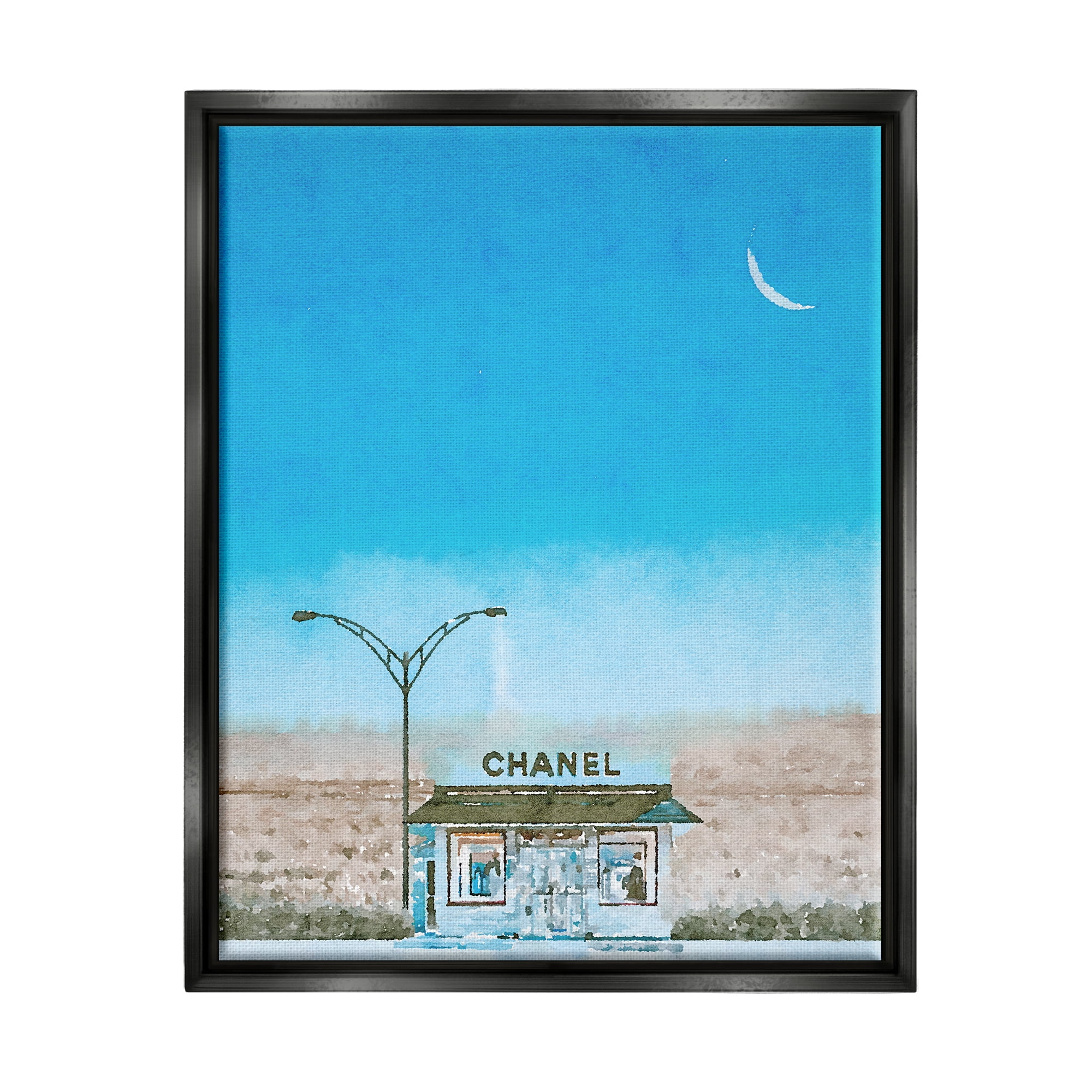 Stupell Glam Brand Storefront Rural Landscape Beauty & Fashion Painting Black Floater Framed Art Print Wall Art