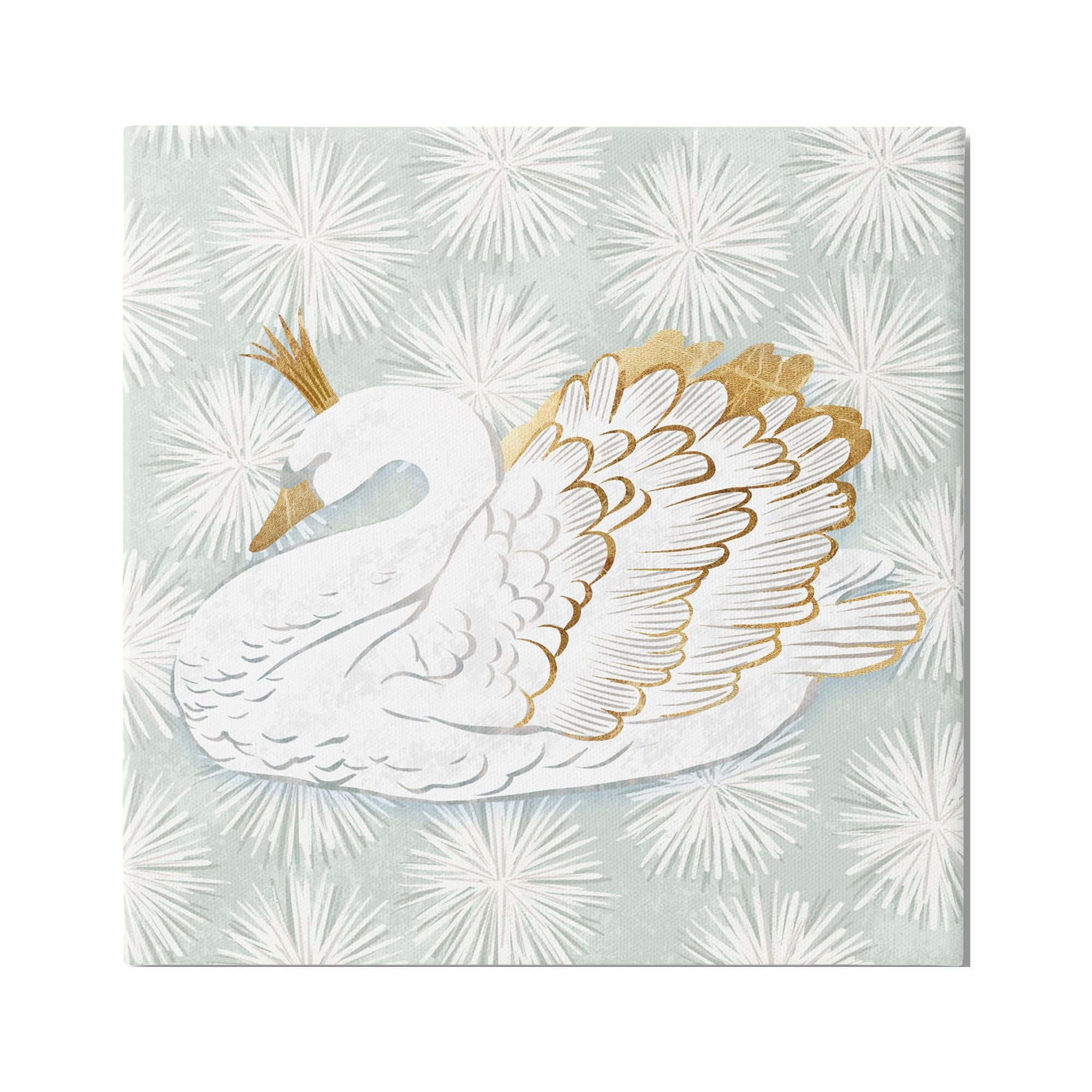 Stupell Glam Crown Swan Patterned Animals & Insects Painting Gallery Wrapped Canvas Print Wall Art