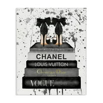 Stupell  Glam Fashion Books w/ Bow Pumps Stretched Canvas Wall Art 24 x 30