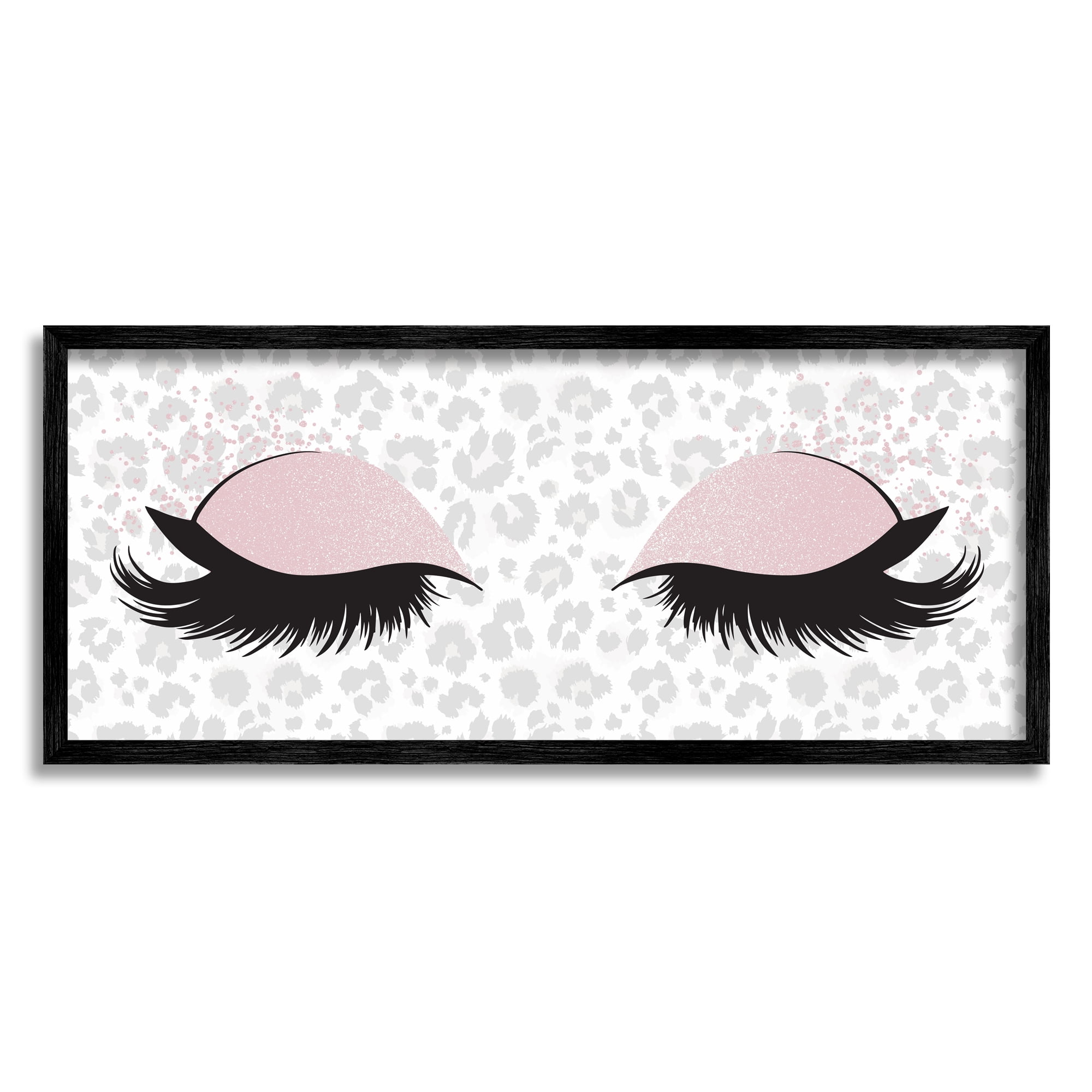 Stupell Glam Makeup Leopard Pattern Beauty & Fashion Painting Black Framed Art Print Wall Art