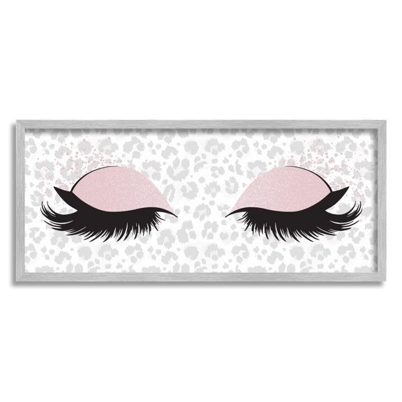 Stupell Glam Makeup Leopard Pattern Beauty & Fashion Painting Gray Framed Art Print Wall Art