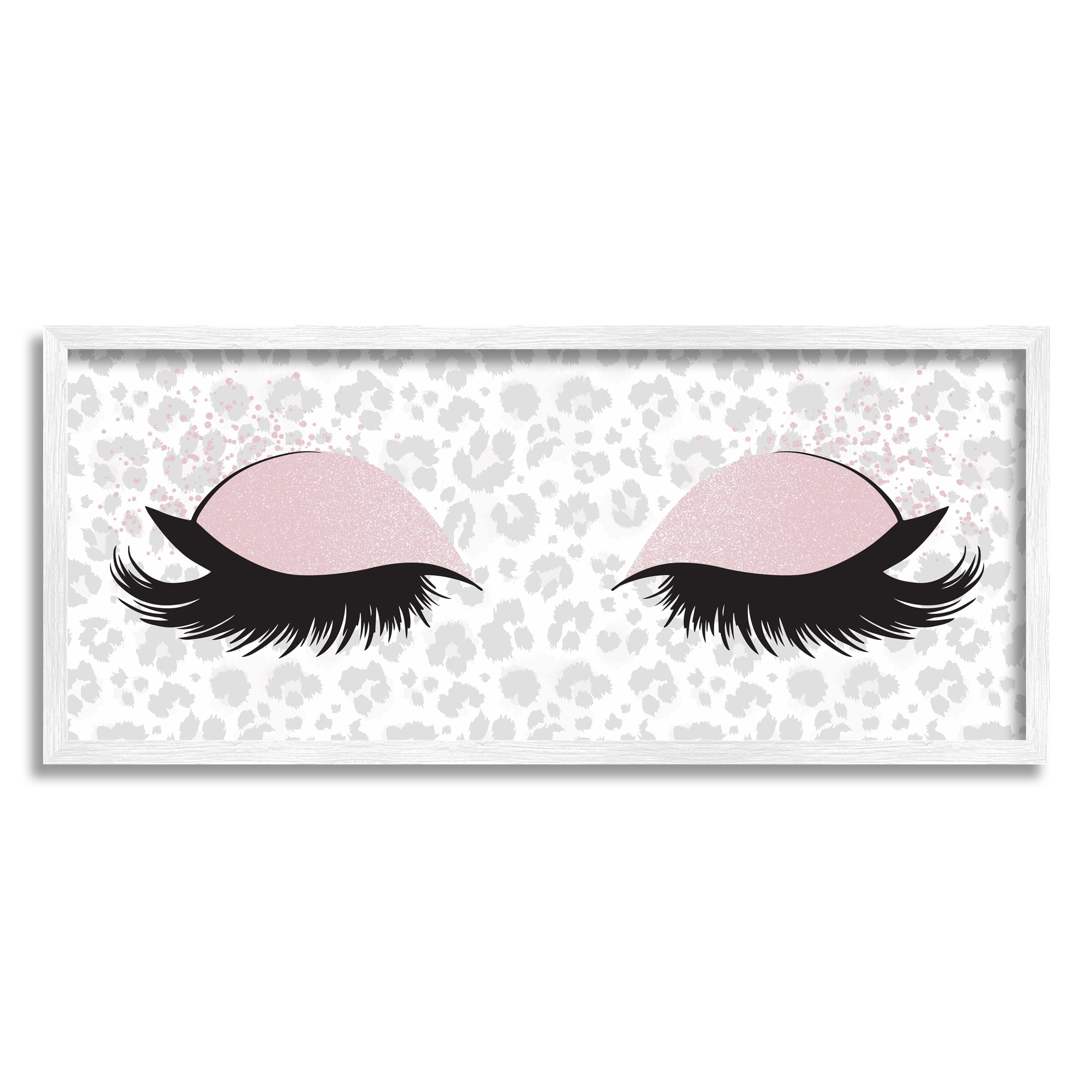 Stupell Glam Makeup Leopard Pattern Beauty & Fashion Painting White Framed Art Print Wall Art