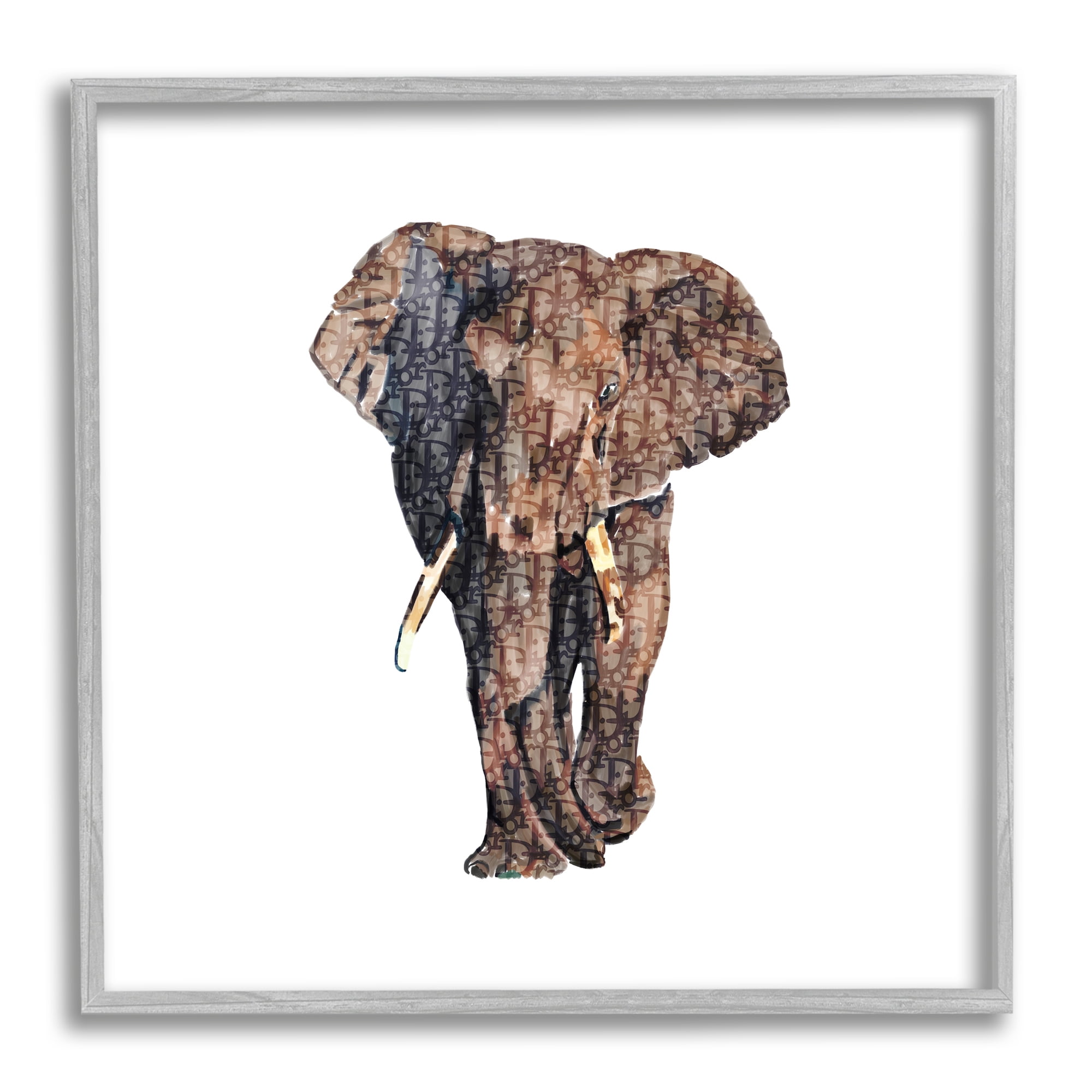 Stupell Glam Symbol Wildlife Elephant Animals & Insects Painting Gray Framed Art Print Wall Art