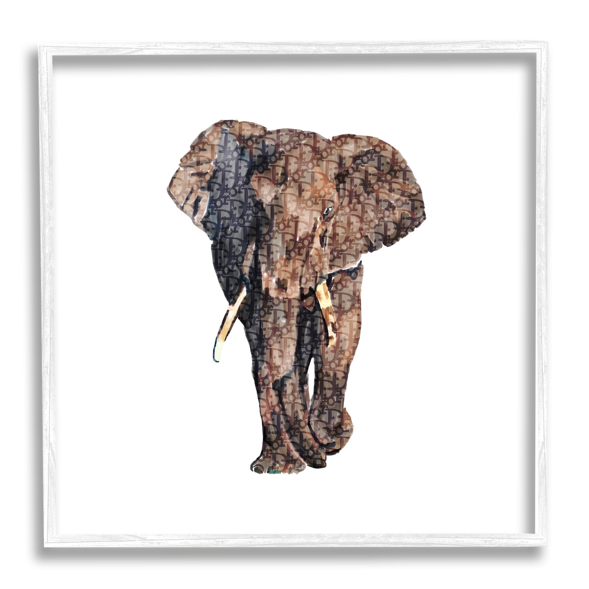 Stupell Glam Symbol Wildlife Elephant Animals & Insects Painting White Framed Art Print Wall Art