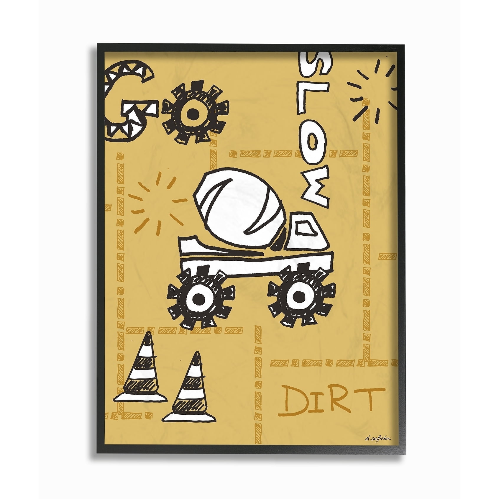 Stupell Go Slow Yellow Cement Truck Construction Zone Framed Art, 11 x 14, Design By Artist Denise Sullivan - Multi-Color 11 x 14