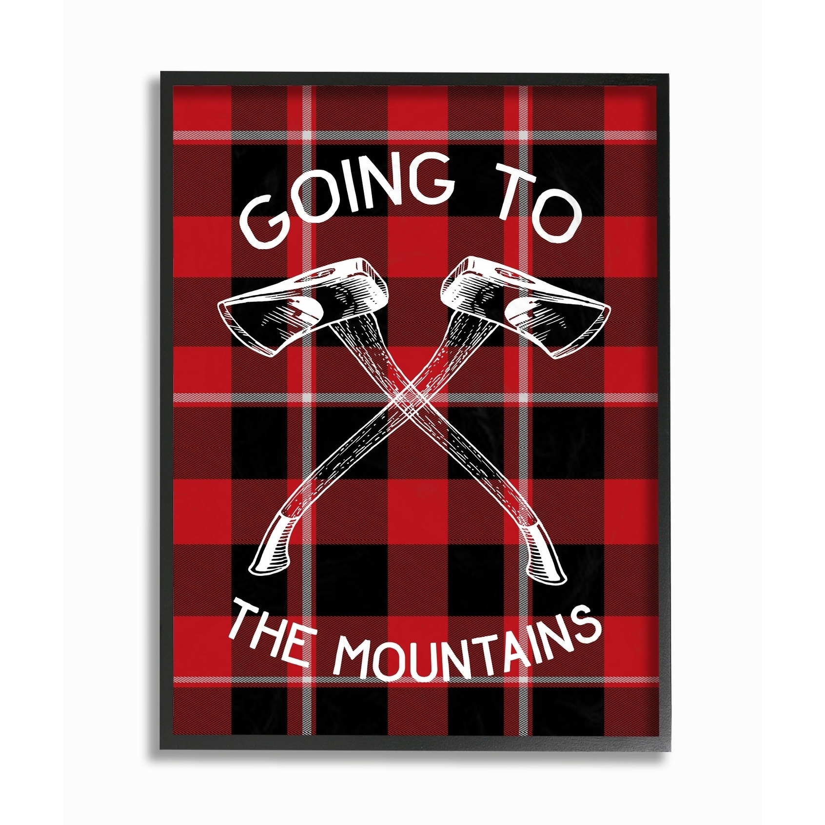 The Stupell Home Decor Collection Going To the Mountains Axes and Plaid Framed Giclee Texturized Art, 11 x 1.5 x 14