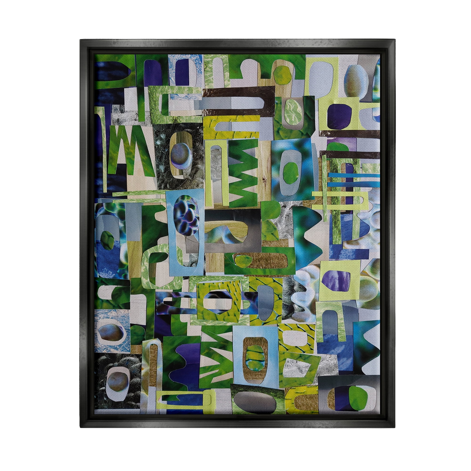 Stupell Golders Green Abstract Shape Collage Abstract Painting Black Floater Framed Art Print Wall Art