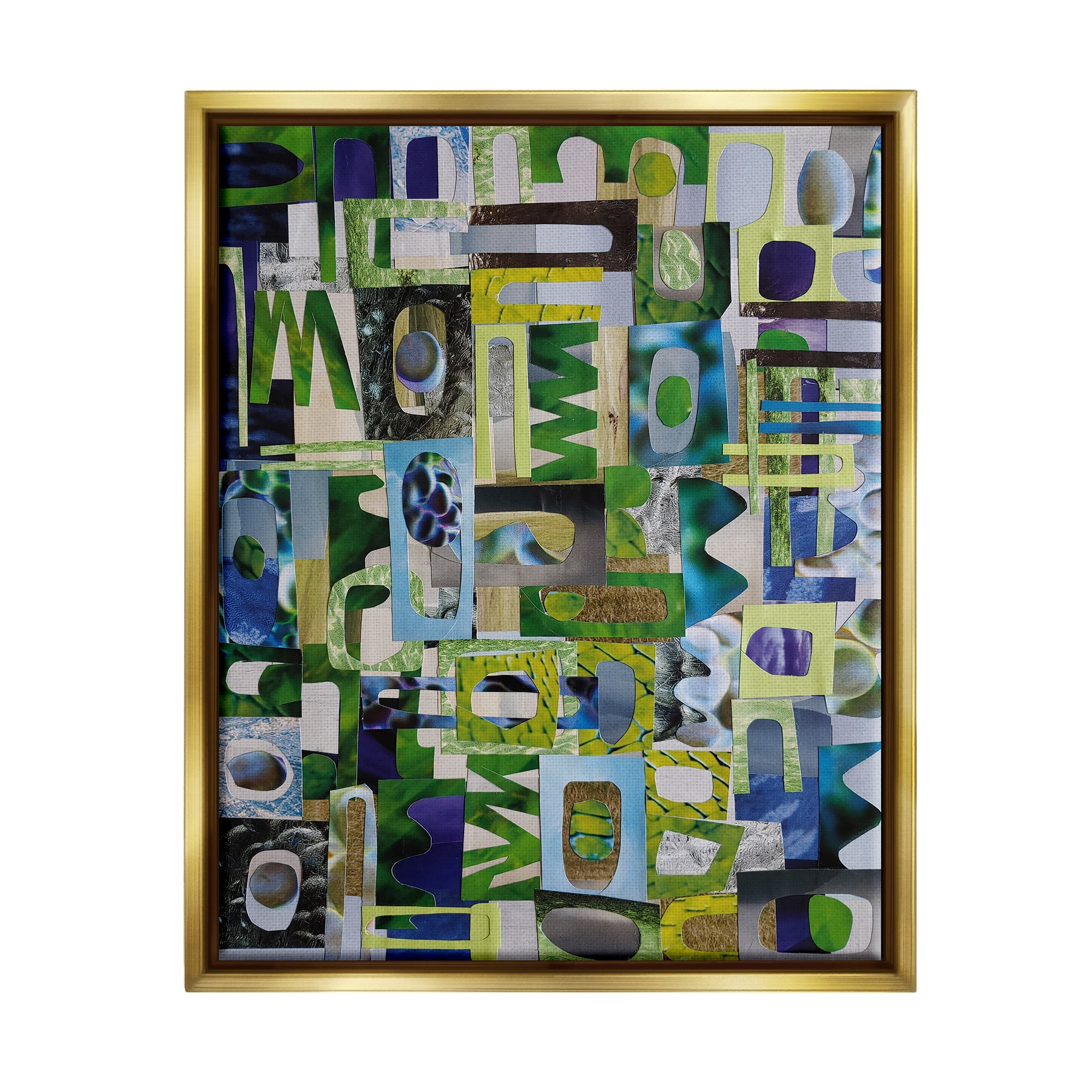 Stupell Golders Green Abstract Shape Collage Abstract Painting Gold Floater Framed Art Print Wall Art