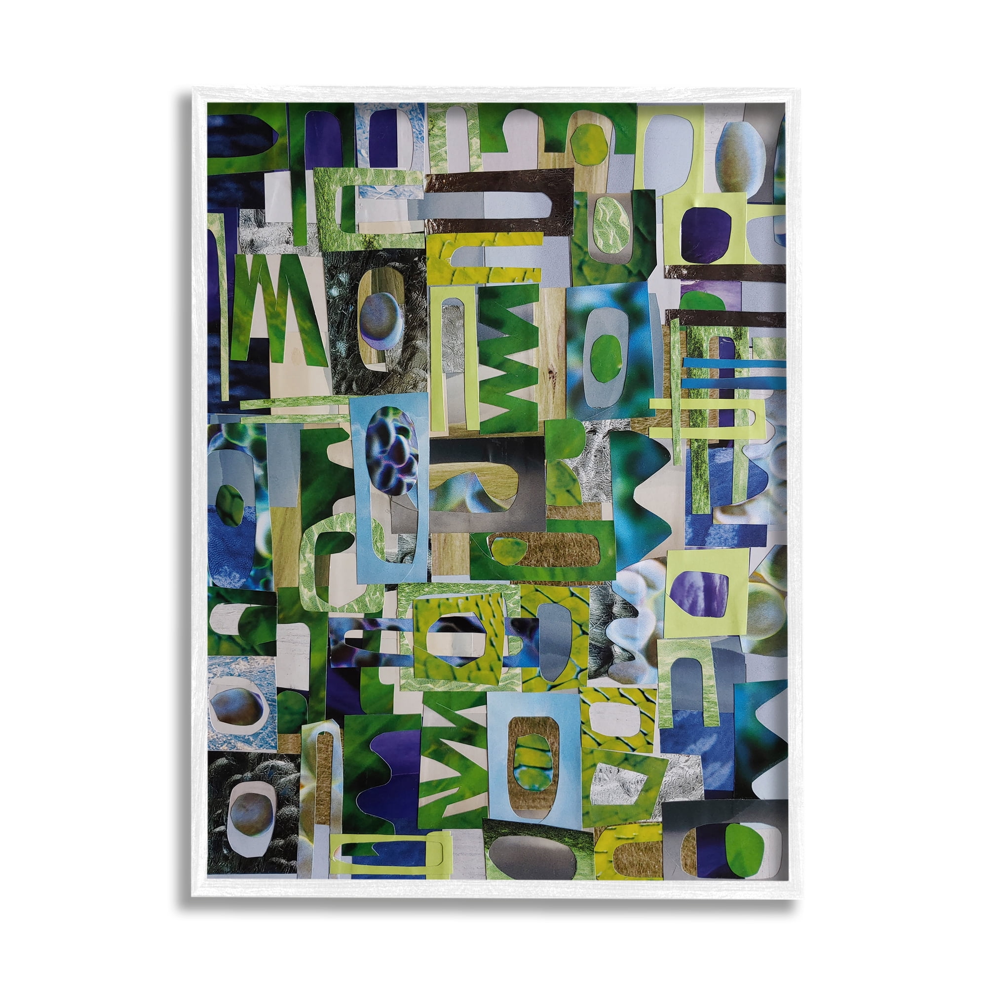 Stupell Golders Green Abstract Shape Collage Abstract Painting White Framed Art Print Wall Art