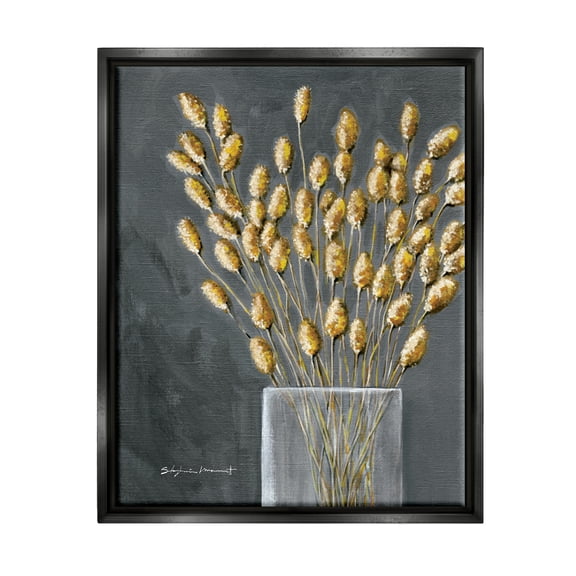 Stupell Grain Botanicals Country Arrangement Botanical & Floral Painting Black Floater Framed Art Print Wall Art