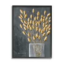 Stupell Grain Botanicals Country Arrangement Botanical & Floral Painting Black Framed Art Print Wall Art