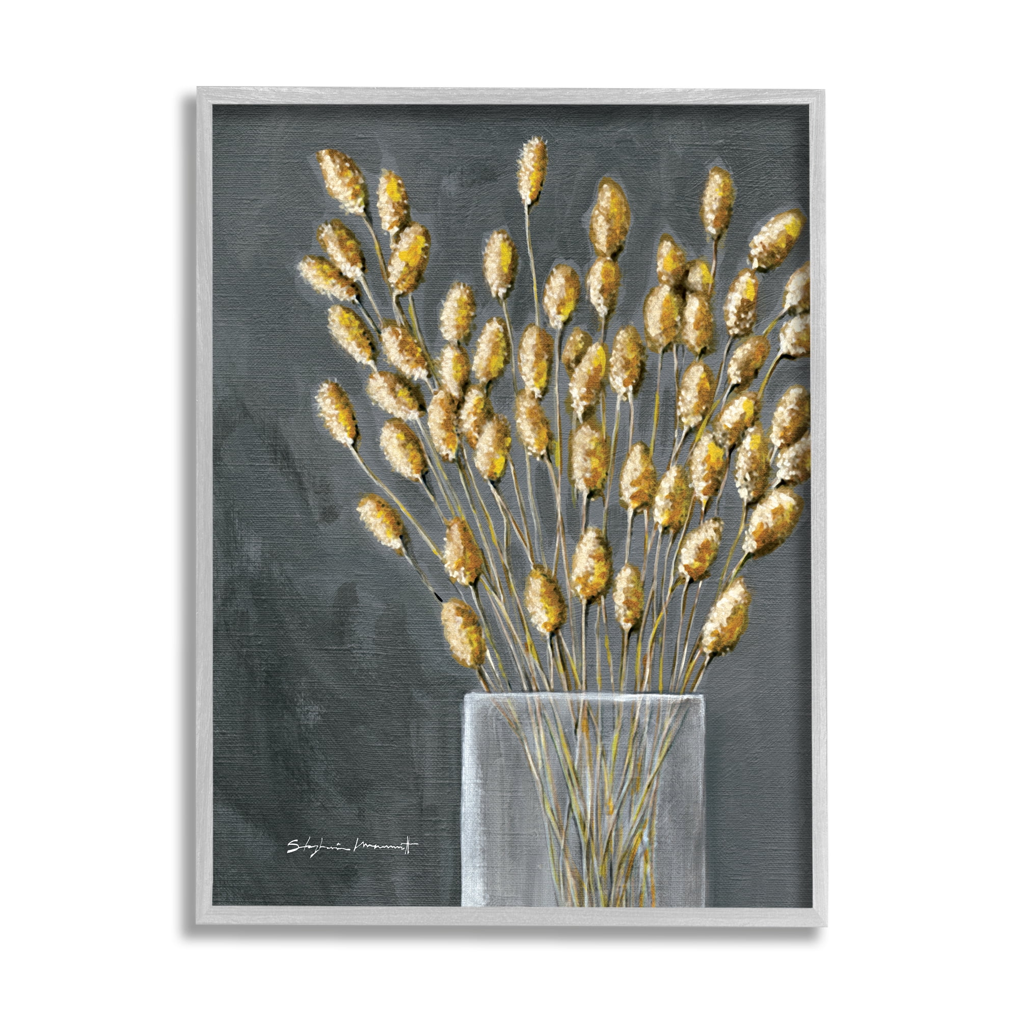 Stupell Grain Botanicals Country Arrangement Botanical & Floral Painting Gray Framed Art Print Wall Art
