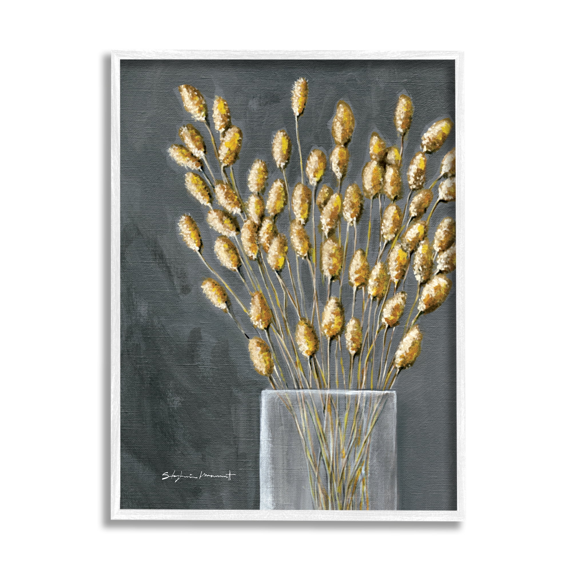 Stupell Grain Botanicals Country Arrangement Botanical & Floral Painting White Framed Art Print Wall Art