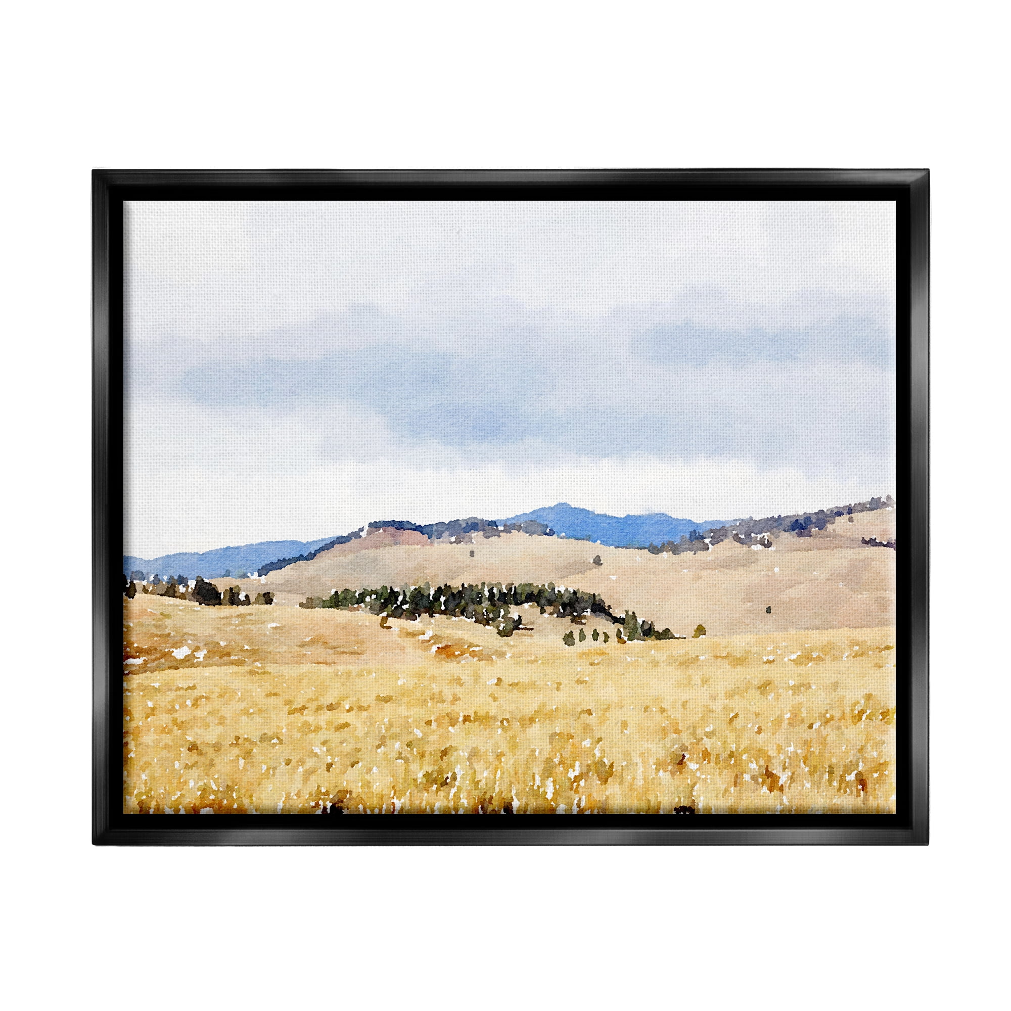 Stupell Grassy Plateau Vasty Countryside Landscape Painting Black Floater Framed Art Print Wall Art