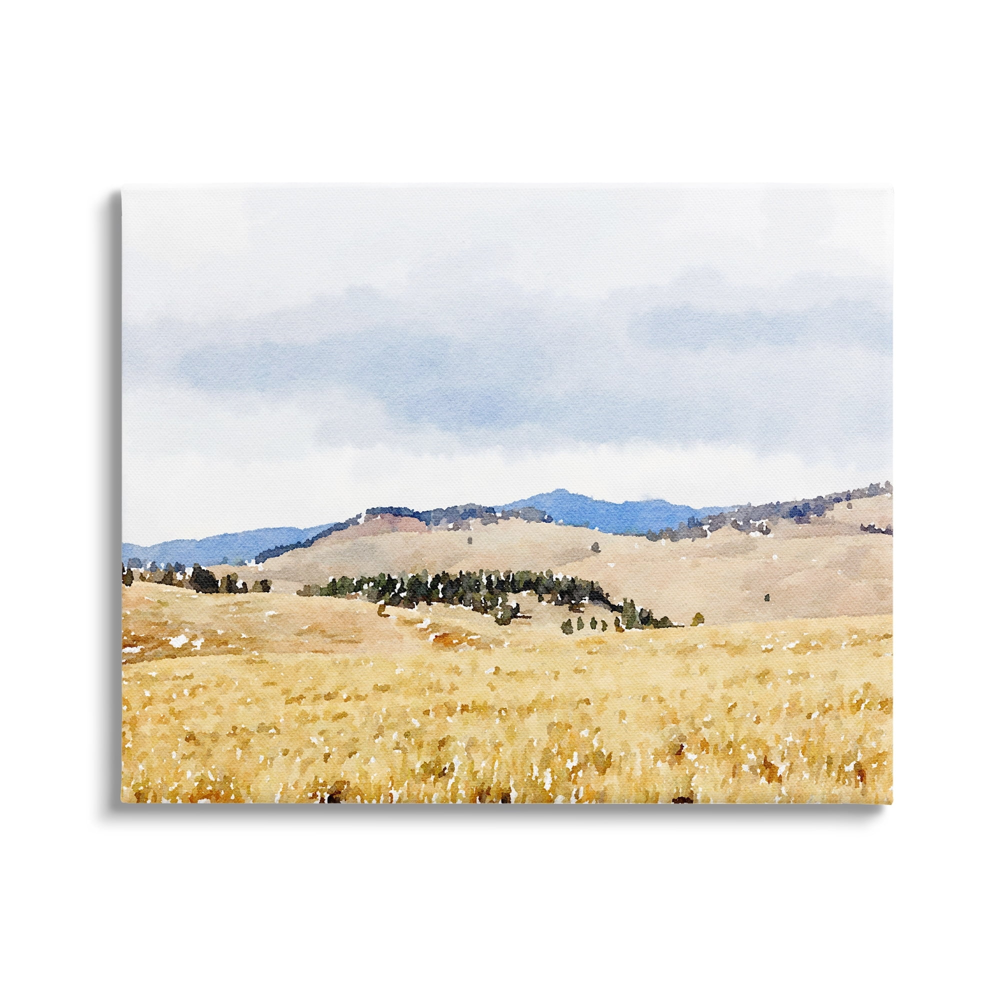 Stupell Grassy Plateau Vasty Countryside Landscape Painting Gallery Wrapped Canvas Print Wall Art