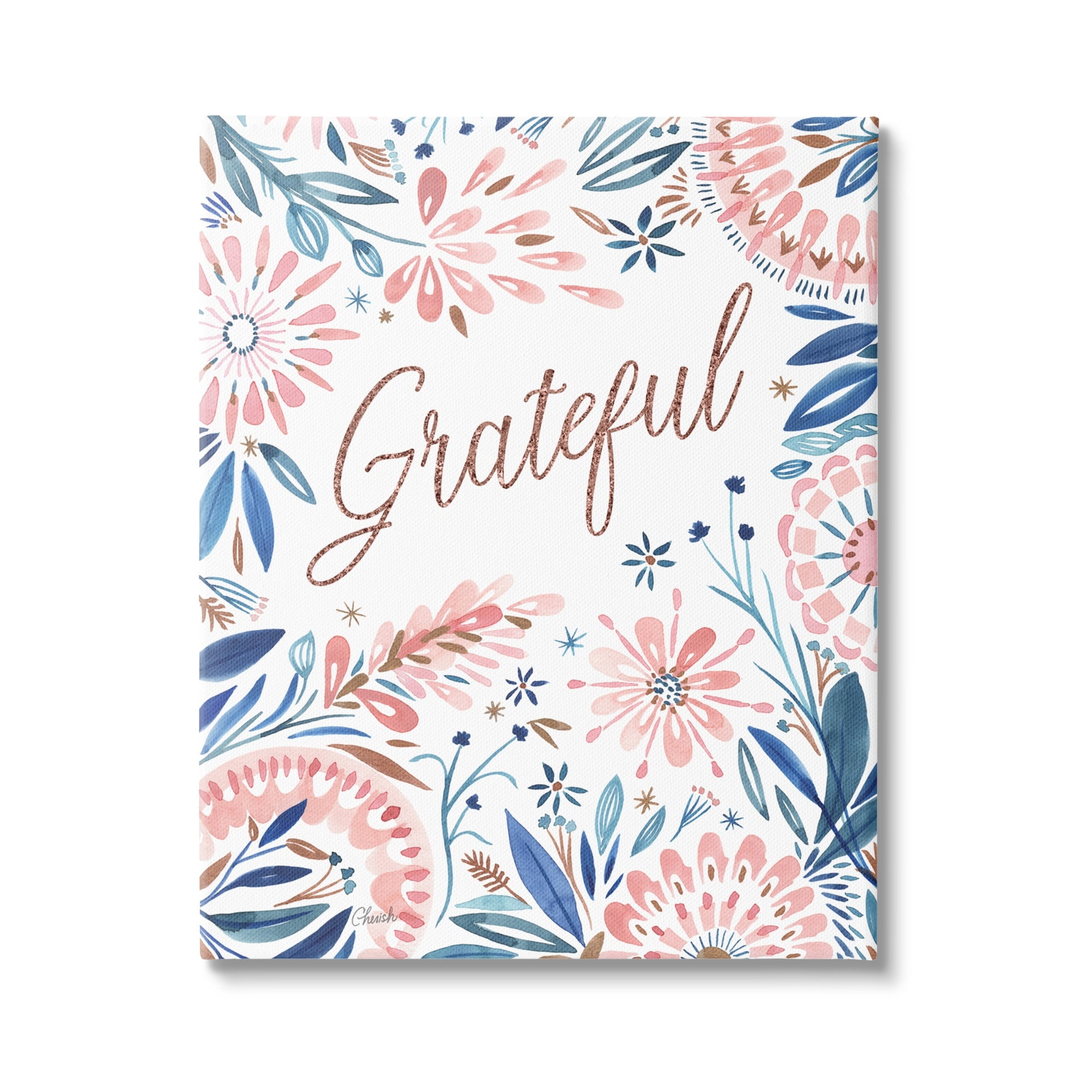 Stupell Grateful Pink Floral Blossoms Botanical & Floral Painting Gallery Wrapped Canvas Print Wall Art