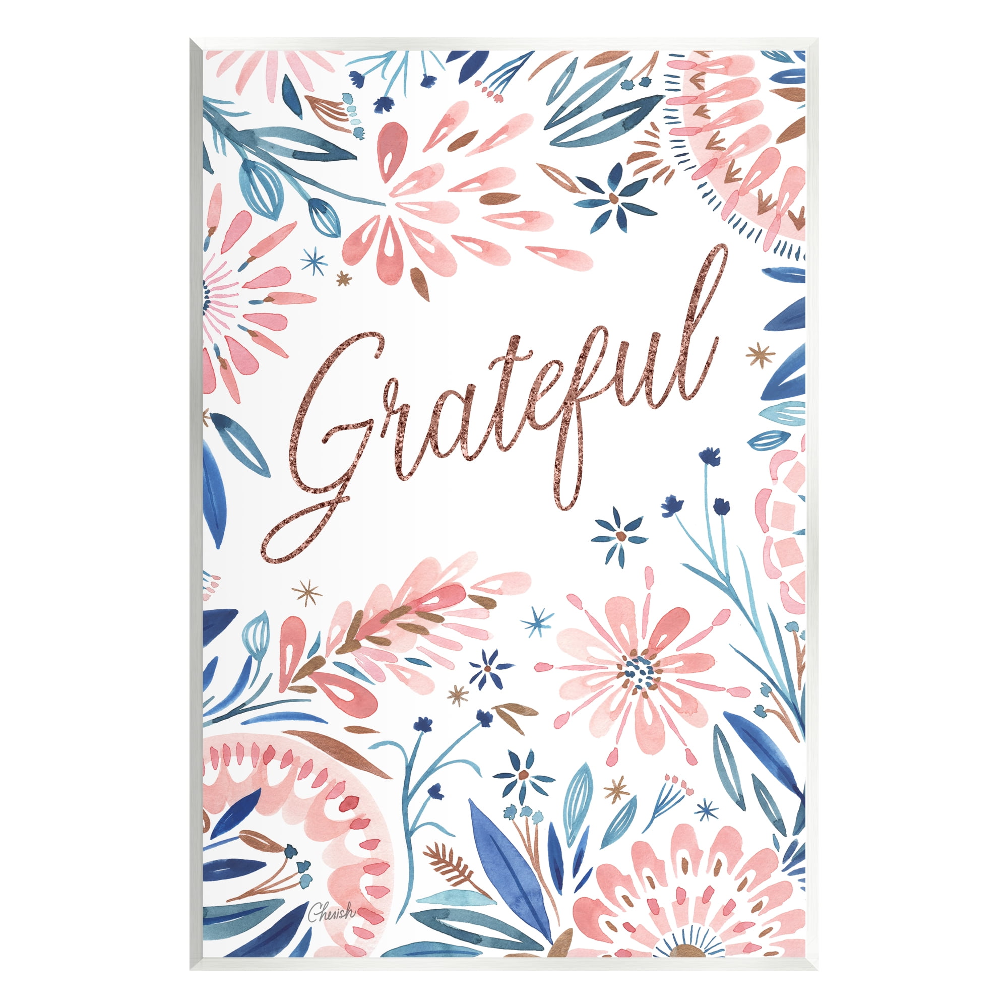 Stupell Grateful Pink Floral Blossoms Botanical & Floral Painting Wall Plaque Unframed Art Print Wall Art