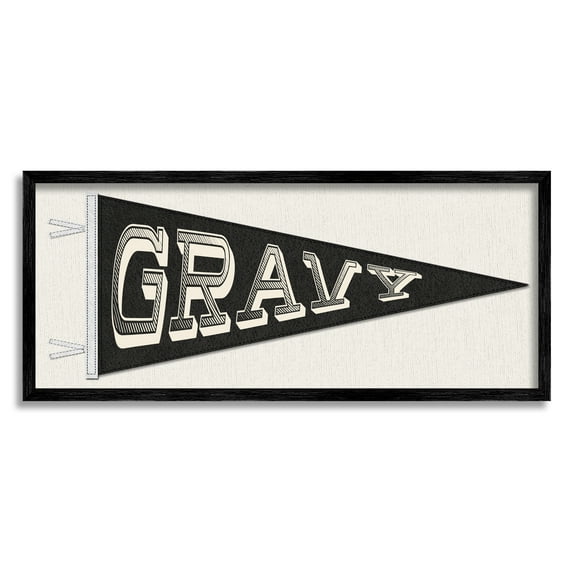 Stupell Gravy Kitchen Pennant Banner Shape Food & Beverage Painting Black Framed Art Print Wall Art