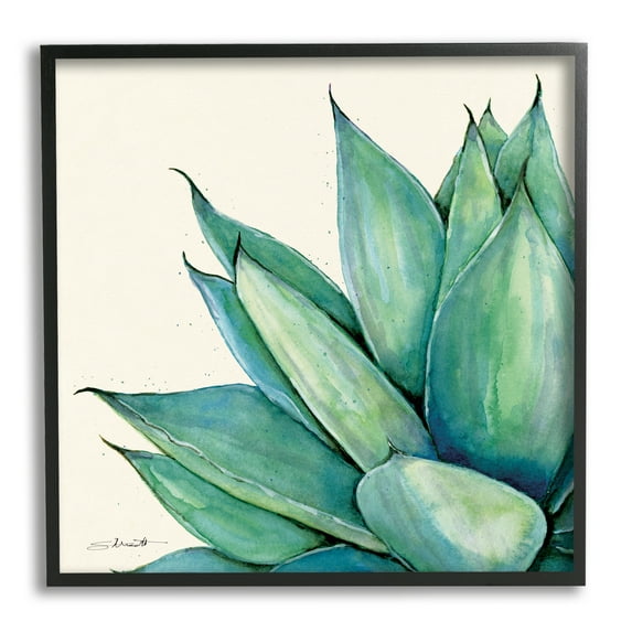 Stupell Green Aloe Plant Succulent Botanical & Floral Painting Black Framed Art Print Wall Art