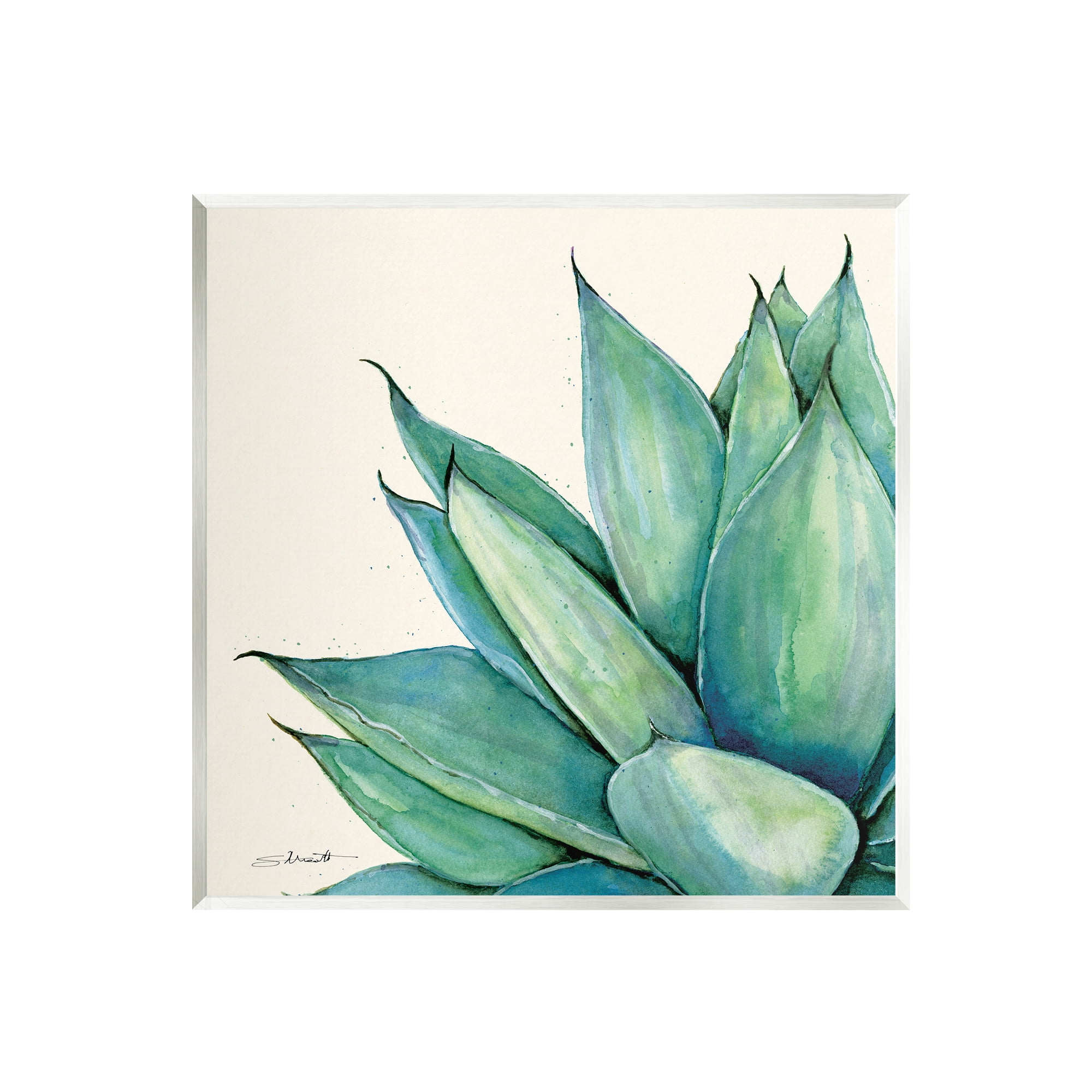 Stupell Green Aloe Plant Succulent Botanical & Floral Painting Wall Plaque Unframed Art Print Wall Art