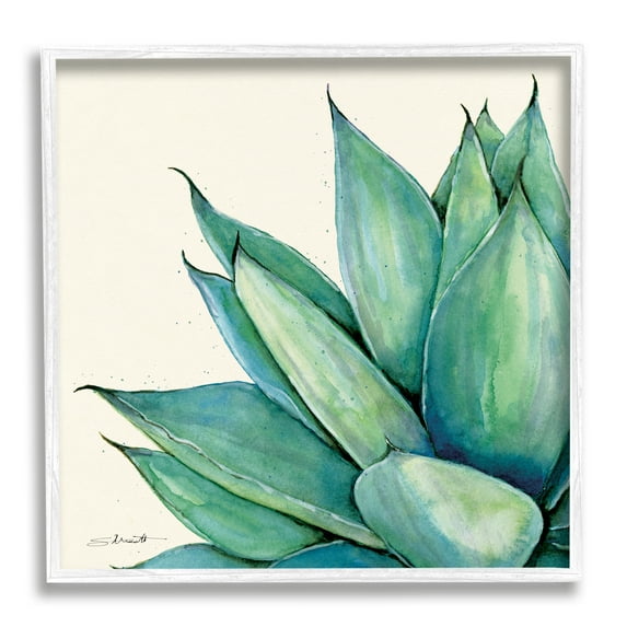 Stupell Green Aloe Plant Succulent Botanical & Floral Painting White Framed Art Print Wall Art