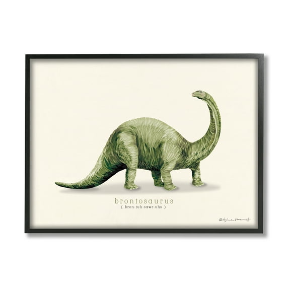 Stupell Green Brontosaurus Dinosaur Pronunciation Animals & Insects Painting Black Framed Art Print Wall Art
