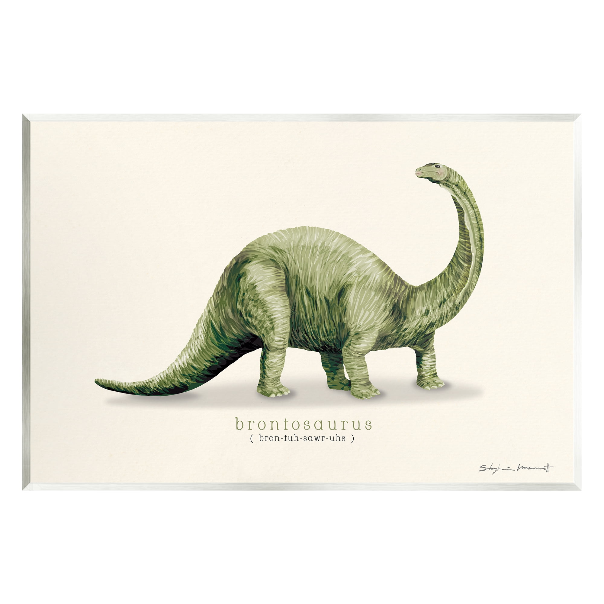 Stupell Green Brontosaurus Dinosaur Pronunciation Animals & Insects Painting Wall Plaque Unframed Art Print Wall Art