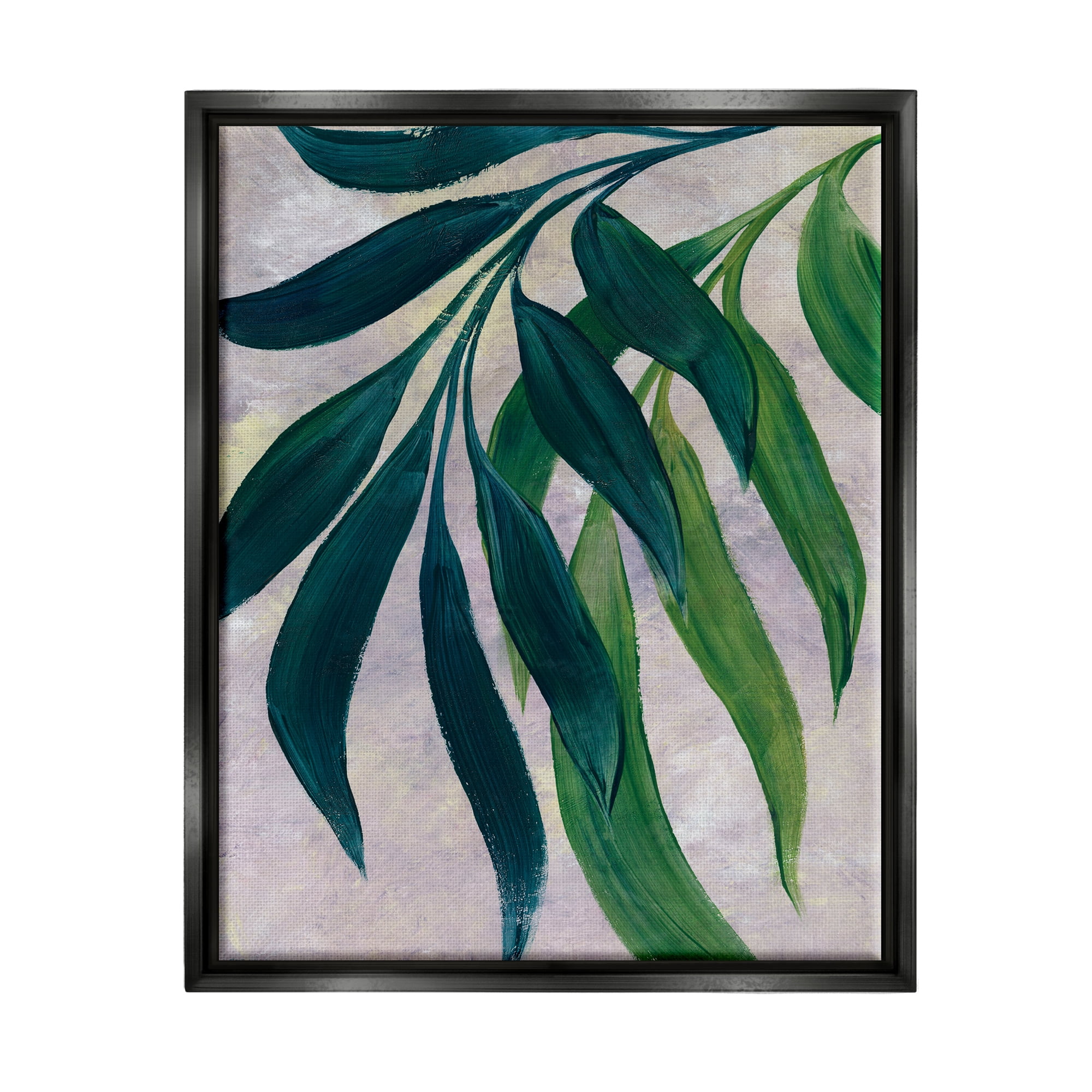 Stupell Green Palm Plants Hanging Leaves Botanical & Floral Painting Black Floater Framed Art Print Wall Art