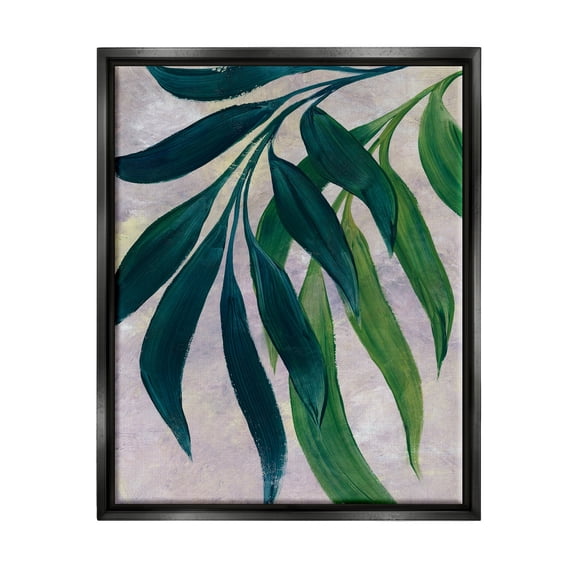 Stupell Green Palm Plants Hanging Leaves Botanical & Floral Painting Black Floater Framed Art Print Wall Art