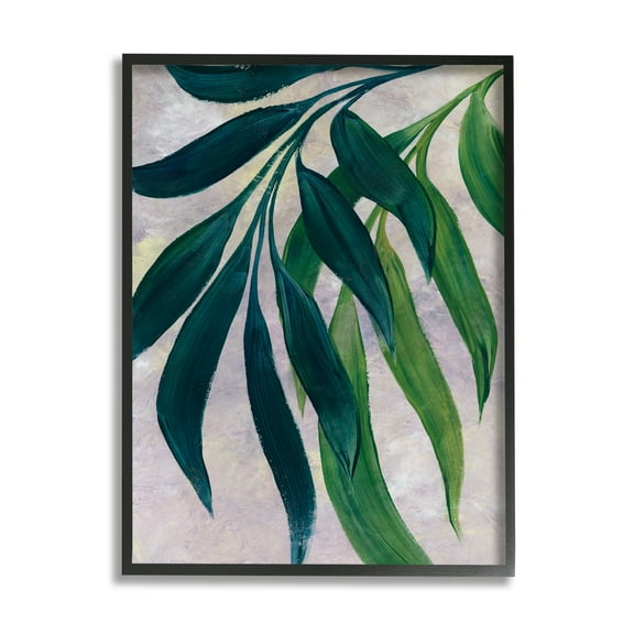 Stupell Green Palm Plants Hanging Leaves Botanical & Floral Painting Black Framed Art Print Wall Art