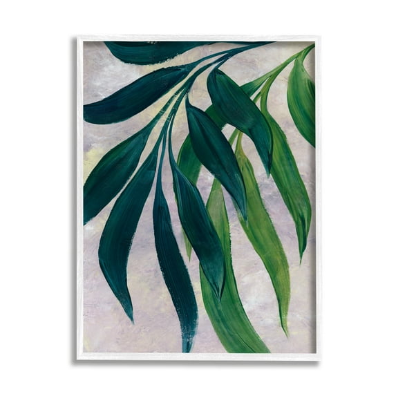 Stupell Green Palm Plants Hanging Leaves Botanical & Floral Painting White Framed Art Print Wall Art