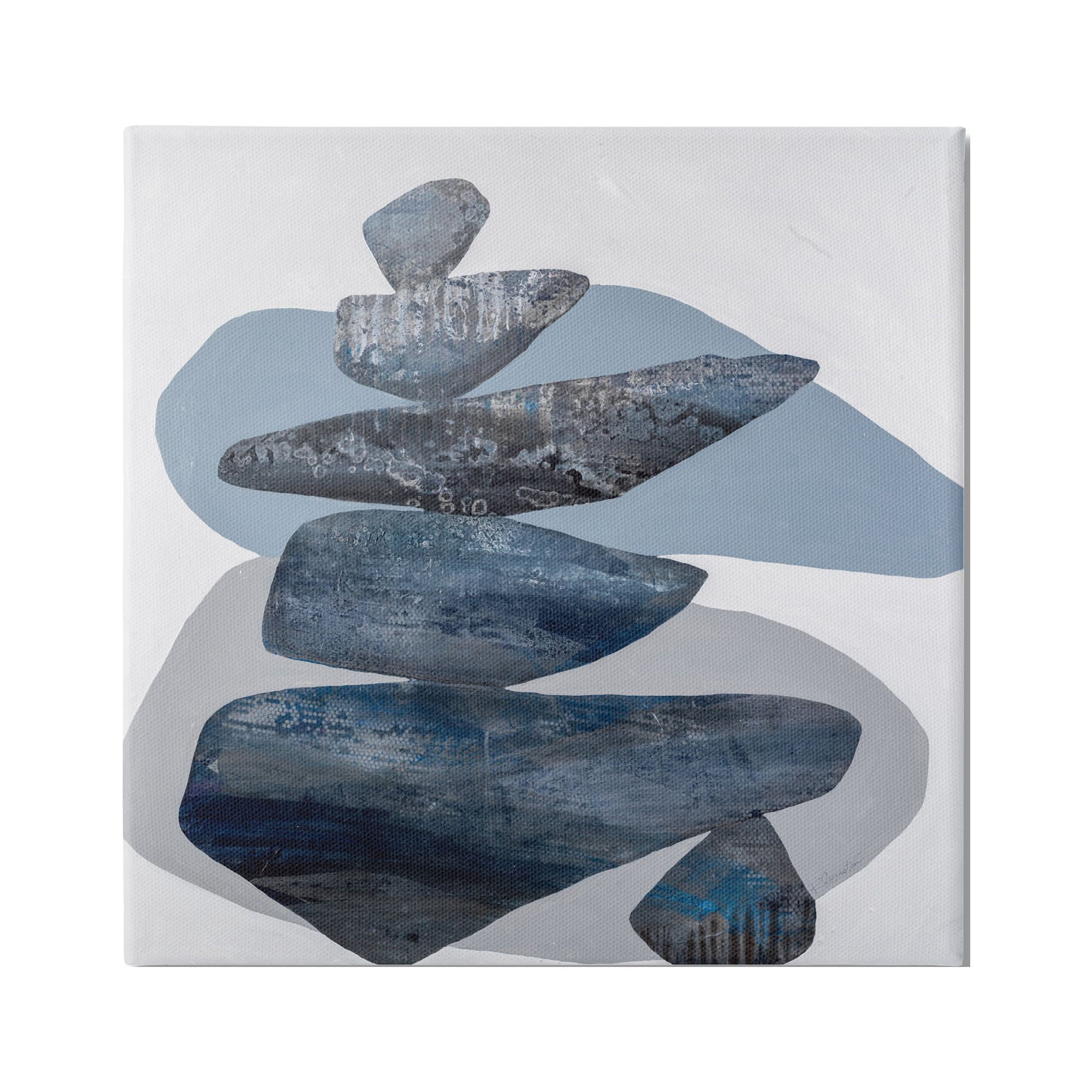 Stupell Grey Rocks Stacked Contemporary Abstract Painting Gallery Wrapped Canvas Print Wall Art
