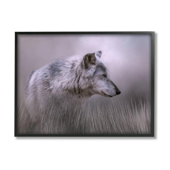 Stupell Grey Wolf Wildlife Photography Animals & Insects Photography Black Framed Art Print Wall Art
