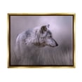 thumbnail image 1 of Stupell Grey Wolf Wildlife Photography Animals & Insects Photography Gold Floater Framed Art Print Wall Art, 1 of 6