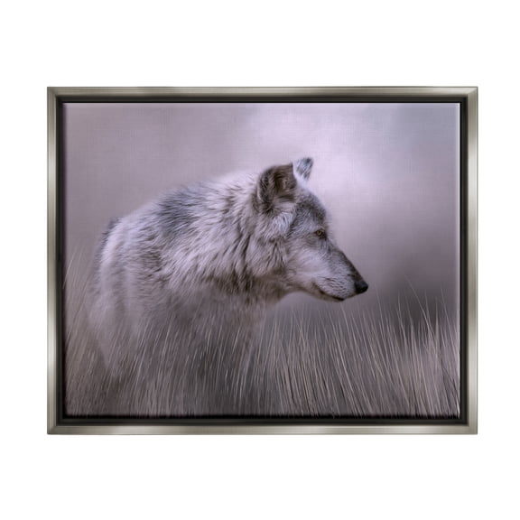 Stupell Grey Wolf Wildlife Photography Animals & Insects Photography Gray Floater Framed Art Print Wall Art