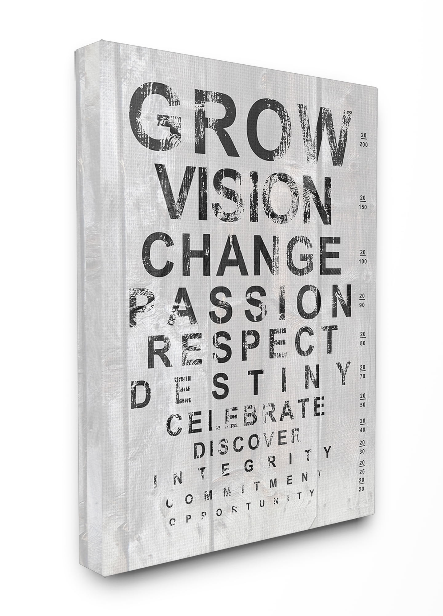 Stupell Grow Eye Chart Inspirational Typography Canvas Art, 16 x 20