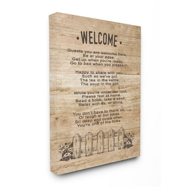 Stupell  Guests Are Welcome Here Stretched Canvas Wall Art 16 x 20