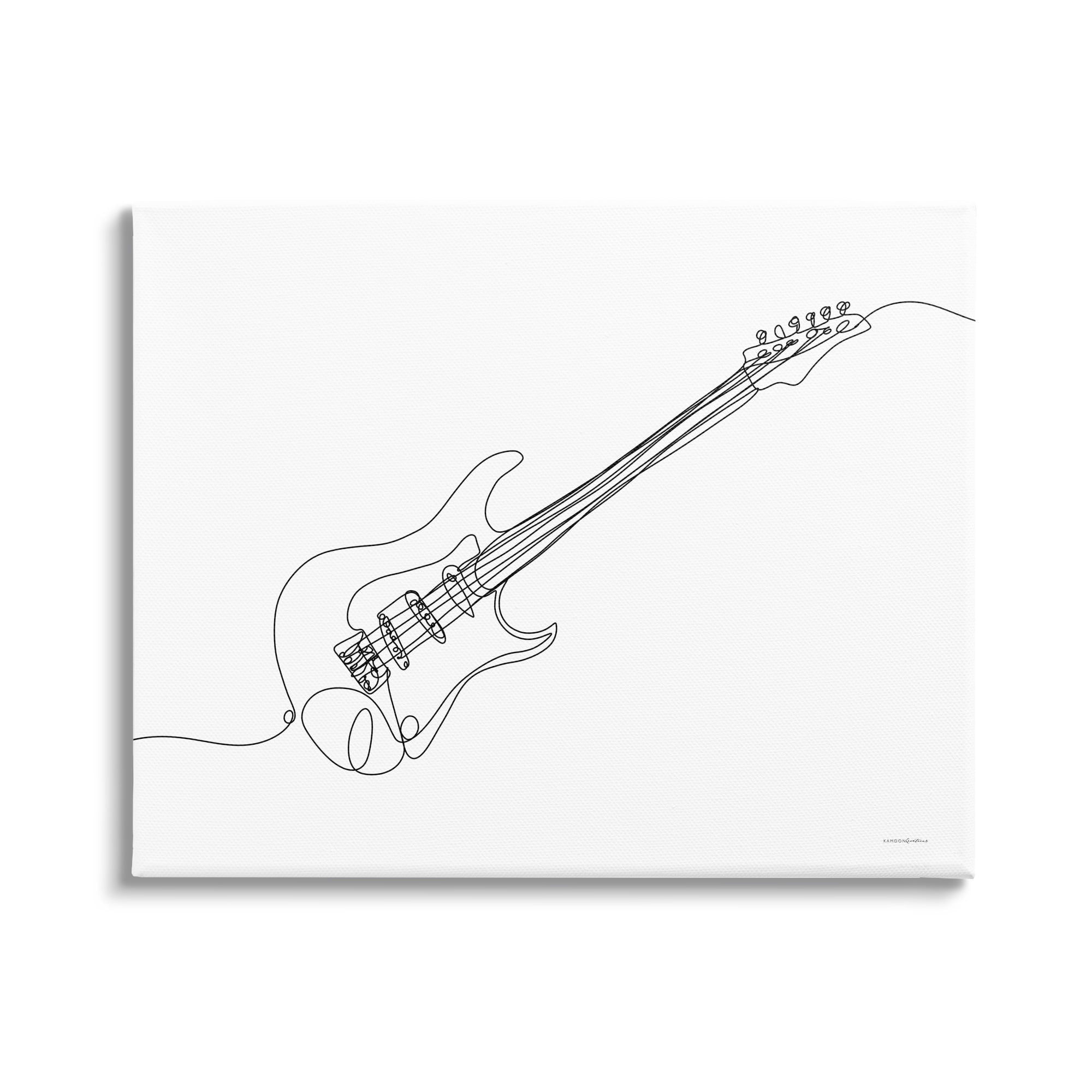 Stupell Guitar Line Doodle Musical Instrument Beauty & Fashion Painting Gallery Wrapped Canvas Print Wall Art