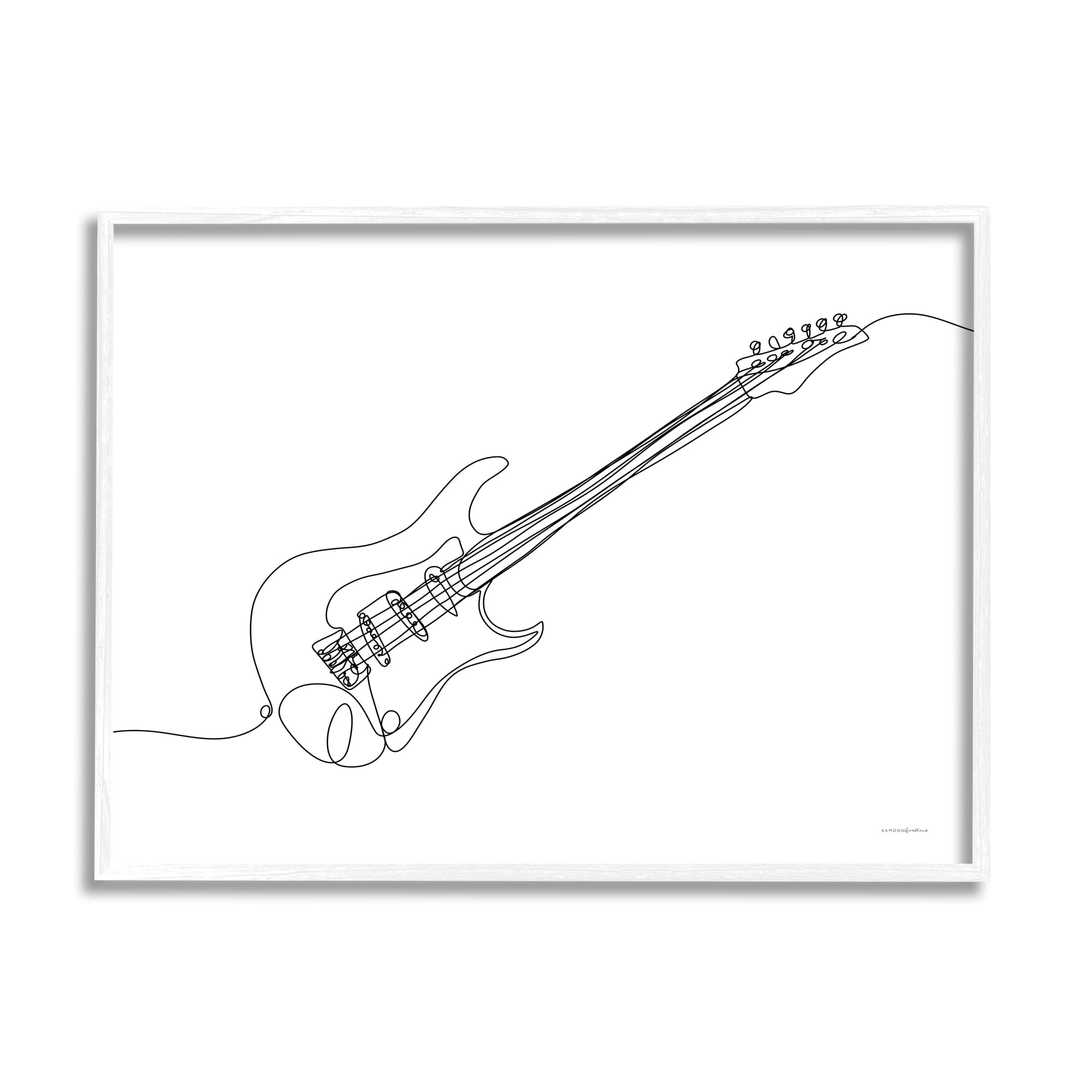 Stupell Guitar Line Doodle Musical Instrument Beauty & Fashion Painting White Framed Art Print Wall Art