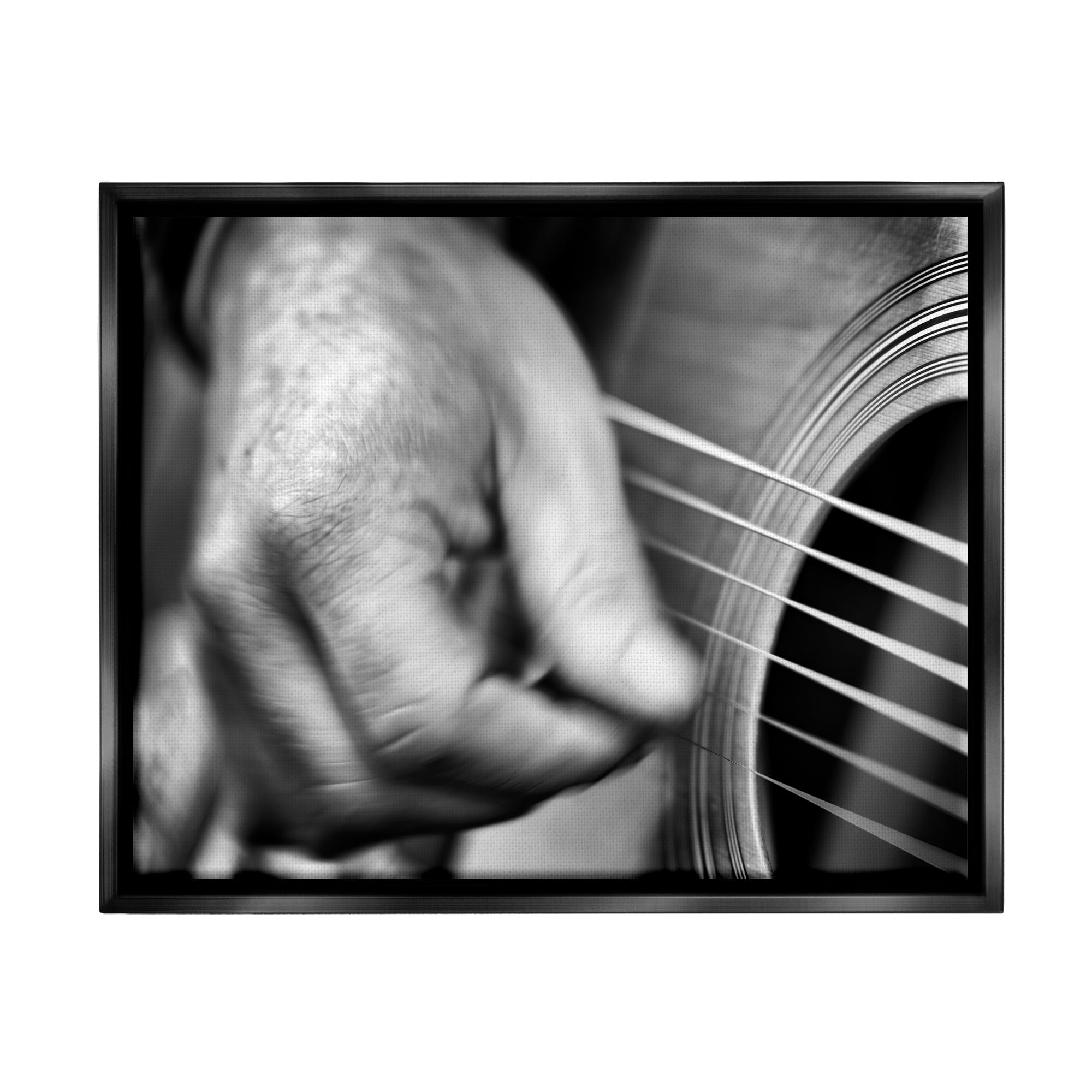 Stupell Guitar Playing Musician Up Close Beauty & Fashion Photography Black Floater Framed Art Print Wall Art
