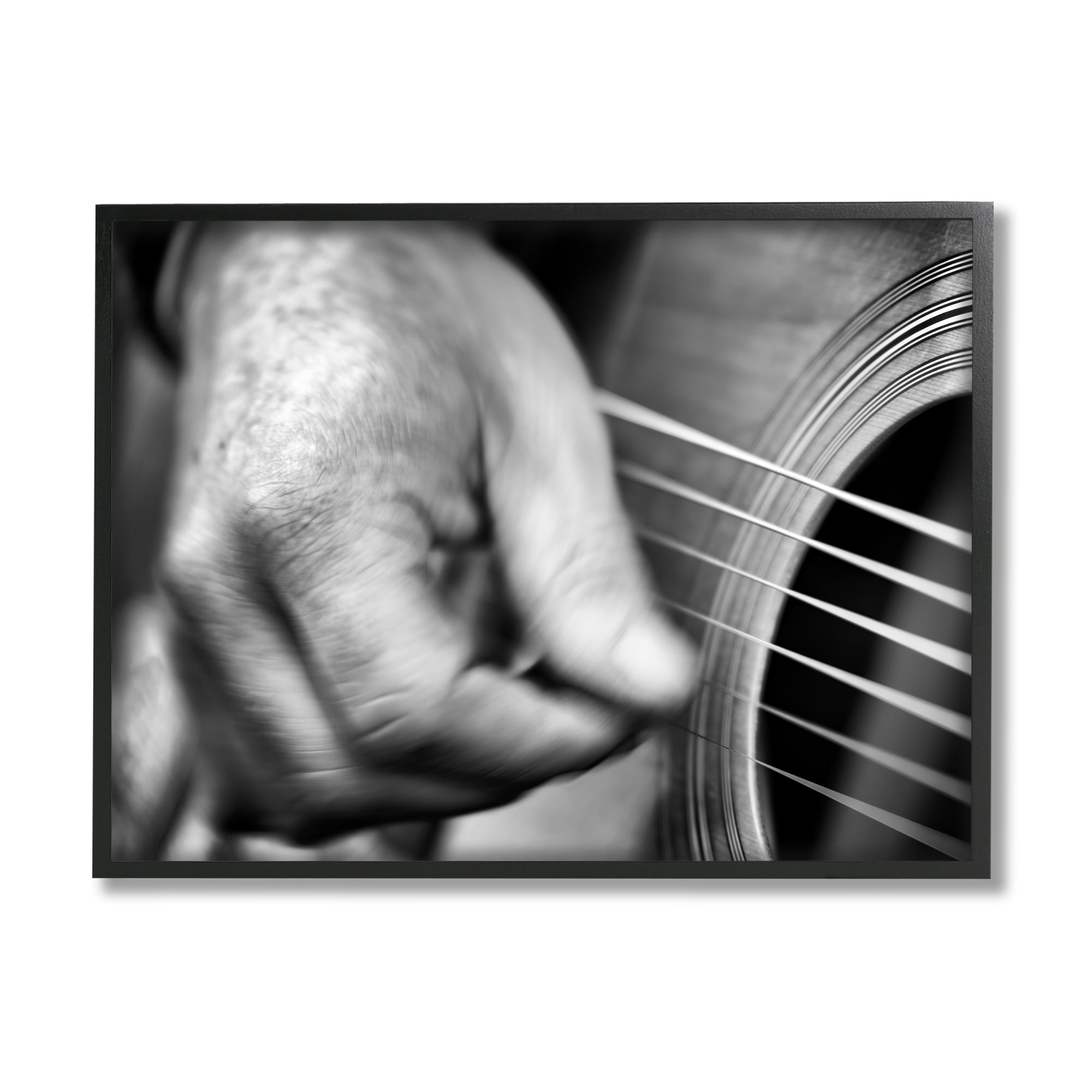Stupell Guitar Playing Musician Up Close Beauty & Fashion Photography Black Framed Art Print Wall Art
