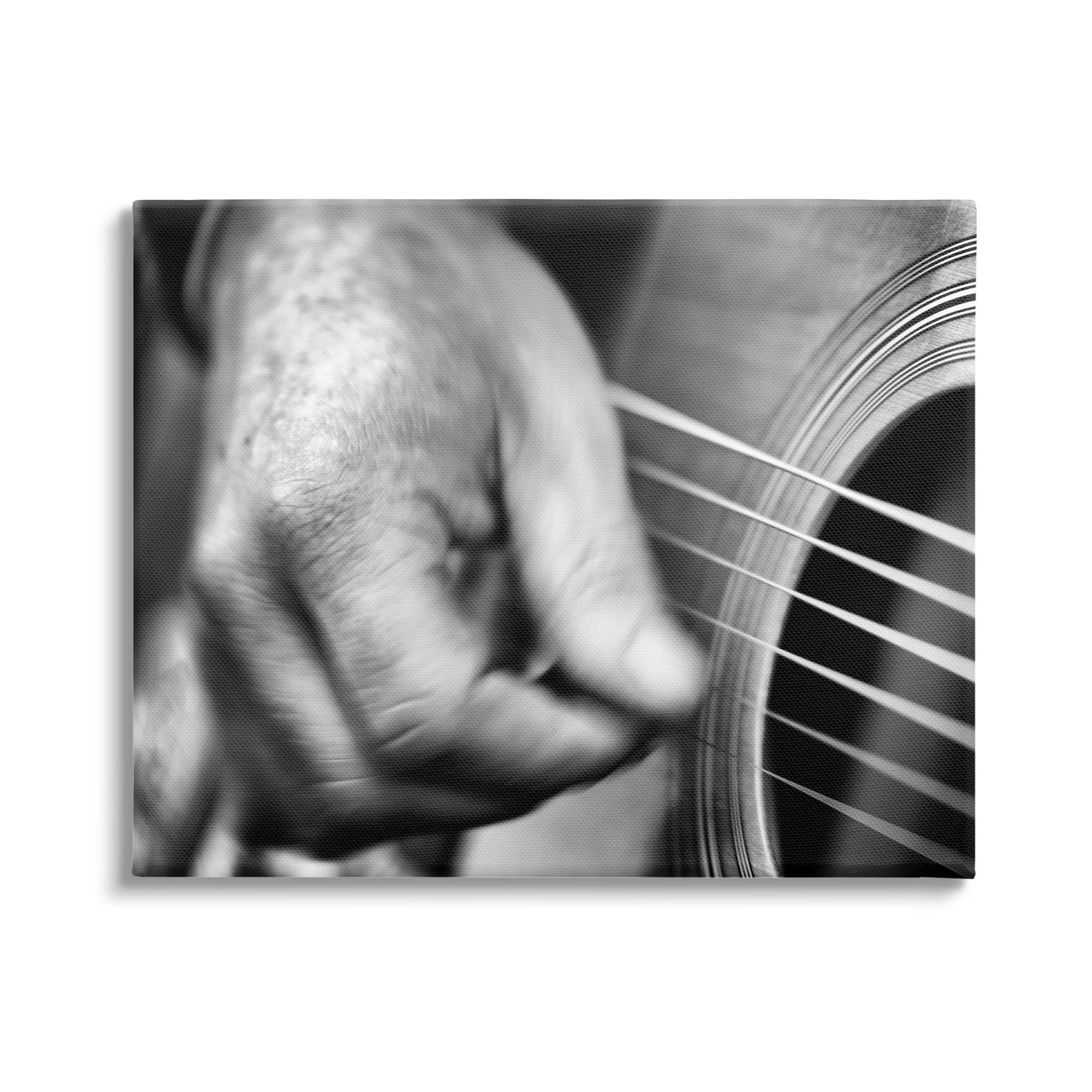 Stupell Guitar Playing Musician Up Close Beauty & Fashion Photography Gallery Wrapped Canvas Print Wall Art